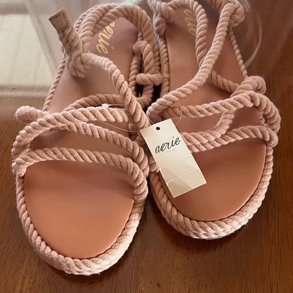 Aerie Rope Sandal Blush Pink Size 8 NWT - Picture 8 of 9